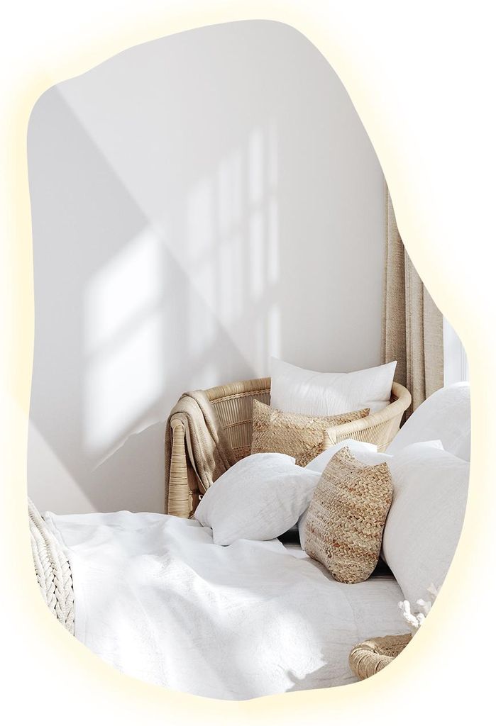 LED Spiegel mit Beleuchtung – 100 x 65 cm – Neutralweiß 4000K – Wandspiegel rahmenlos asymmetrisch – Design Spiegel für Bad & Flur