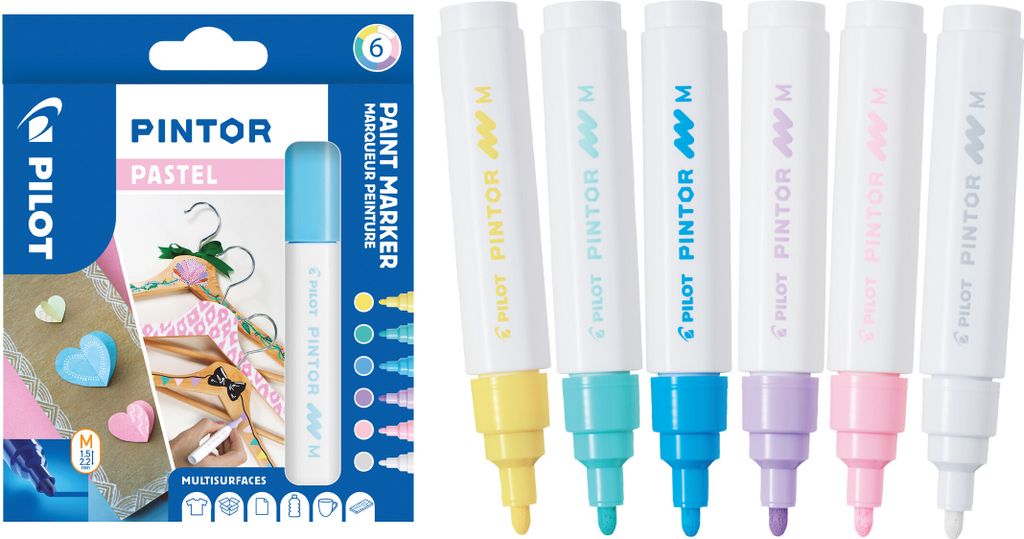 PILOT PINTOR Kreativmarker 6er Set – 1.4mm mittlere Spitze, Produktbild 