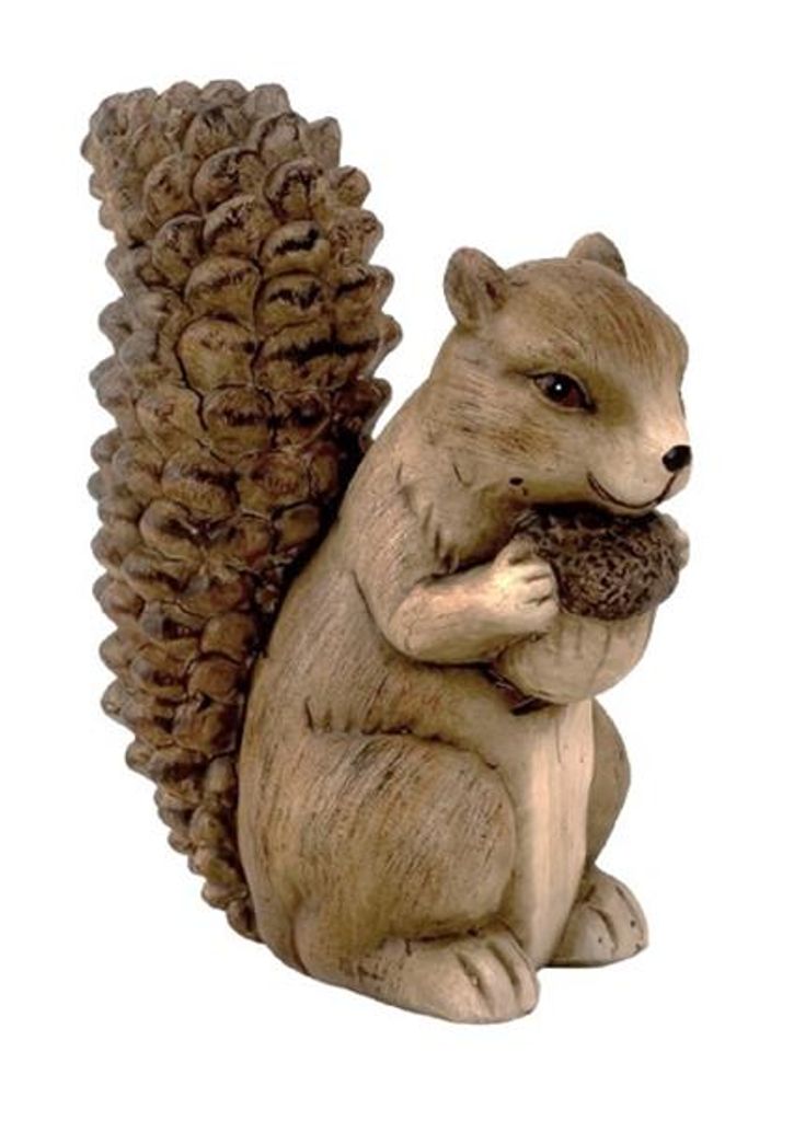 2 Stück Eichhörnchen Figuren mit Nuss H 18 cm Dekofigur Herbst Garten Tierfigur 