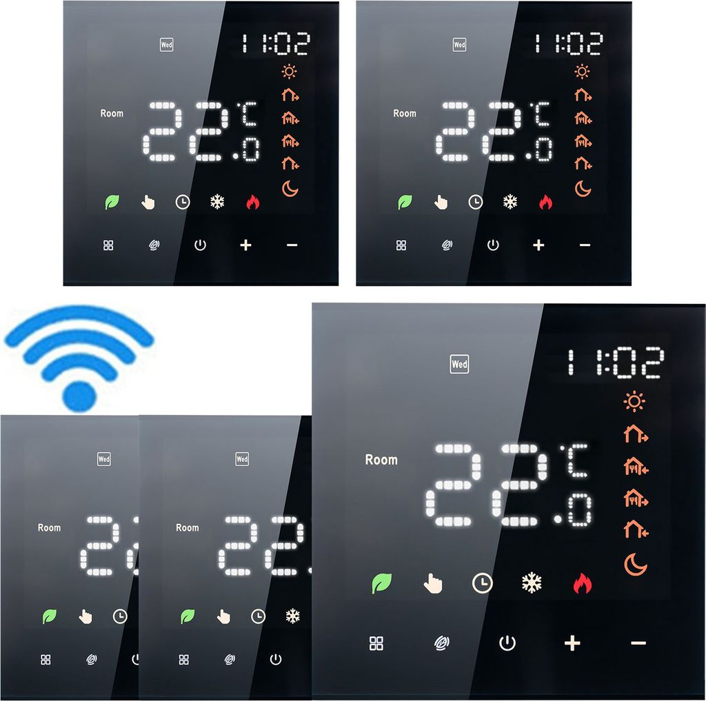 5x Smart Tuya WiFi-Thermostat Raumthermostat, Digital LCD Thermostat Wandthermostat fuer 3A Warmwasserbereitung Programmierbares Fussbodenheizung, ...