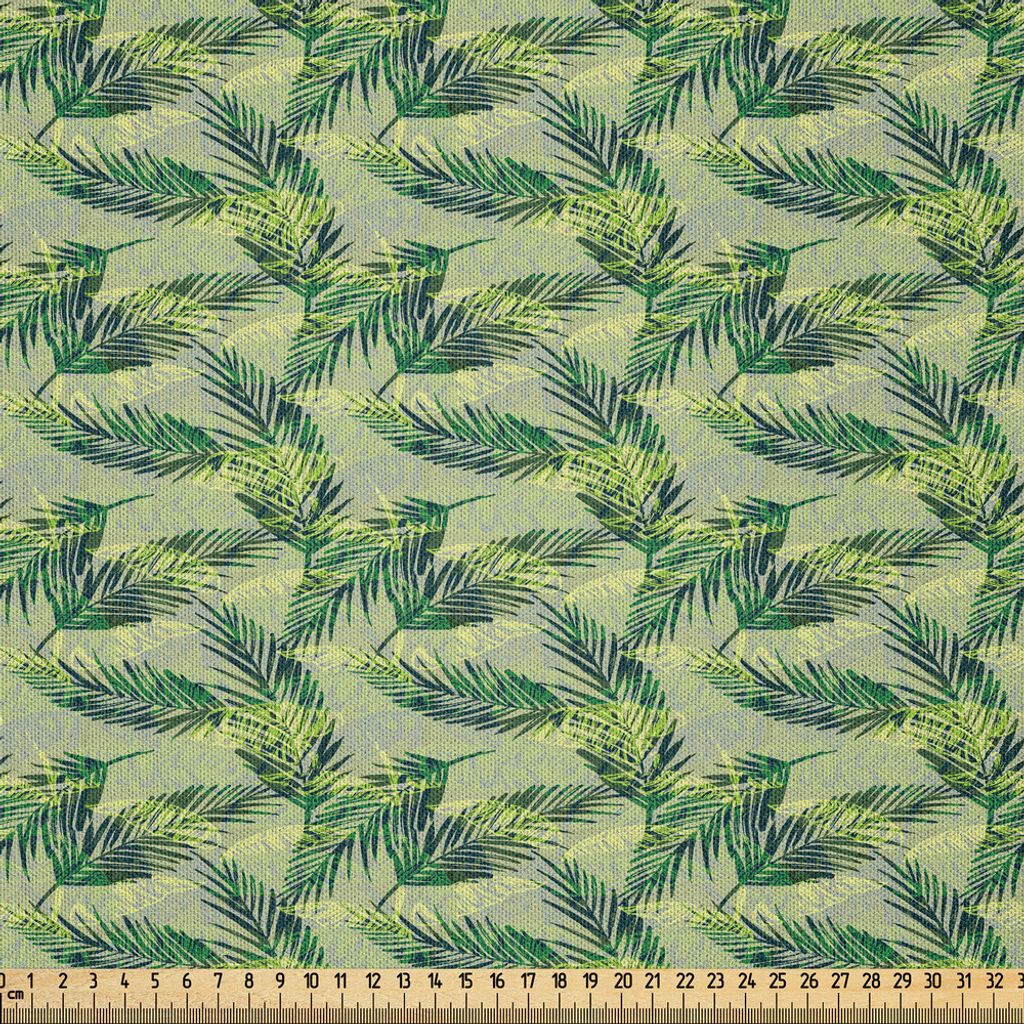 ABAKUHAUS Palmblatt Microfaser Stoff als Meterware , Dschungel-Regenwald-Muster-Hand gezeichnetes grünes Laub-Üppiges, 2 M (230 x 200 cm), Green ...