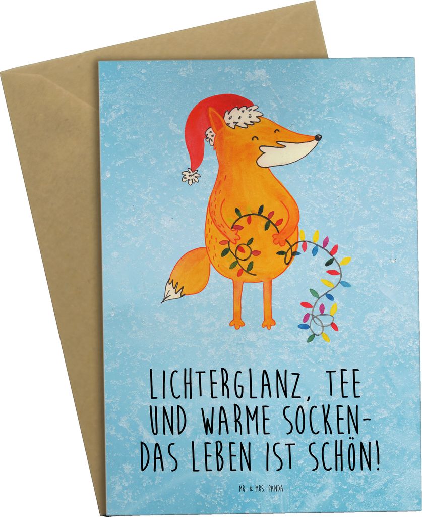 Mr. & Mrs. Panda babykarte Fuchs Weihnachten - Eisblau - Geschenk, Nikolaus, Füchse, genesungskarte, Weihnachtsmann, osterkarte, Grußkarten, Wint...
