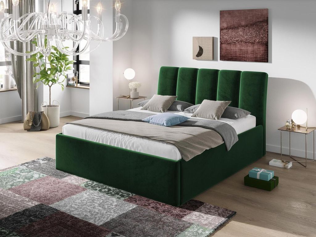 MIRJAN24 Bett Sensi, Stilvoll Ehebett mit Bettkasten, Schlafzimmer Doppelbett, Polsterbett (Fresh 13, Größe: 180x200 cm)