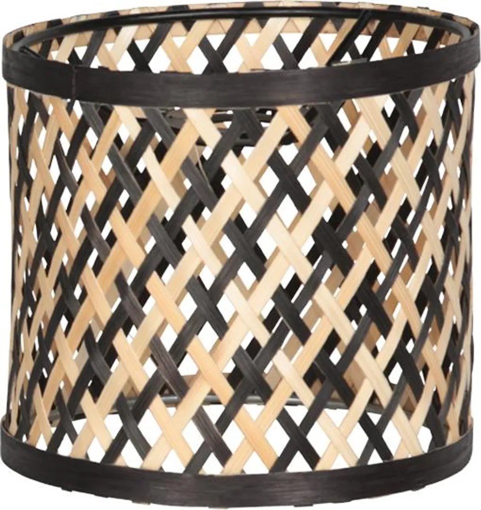 Abat-jour pour Lampe de Chevet Noir Bambou Ø 12cm Montage E27 Facile