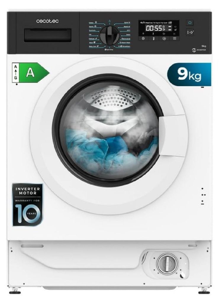 Cecotec 02724, Frontlader, 9 kg, B, 76 dB, 1350 RPM, A