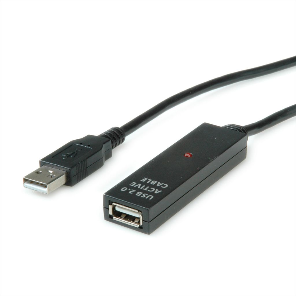 VALUE USB 2.0 aktive Kabelverlängerung, schwarz, 30 m
