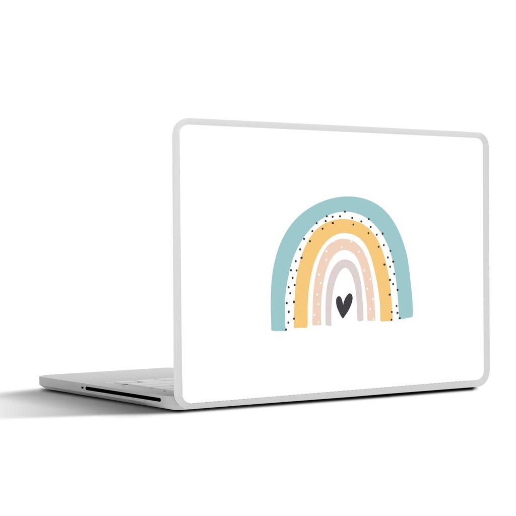 MuchoWow Laptop Aufkleber Sticker Cover Regenbogen - Mädchen - Jungen - Herz - Pastell 30x21 cm - Sticker für Laptop - Selbstklebend