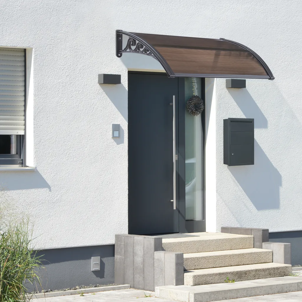 Abri de Porte d'Entrée 100 x 60 cm pour Protéger des Pluies et UV Noir