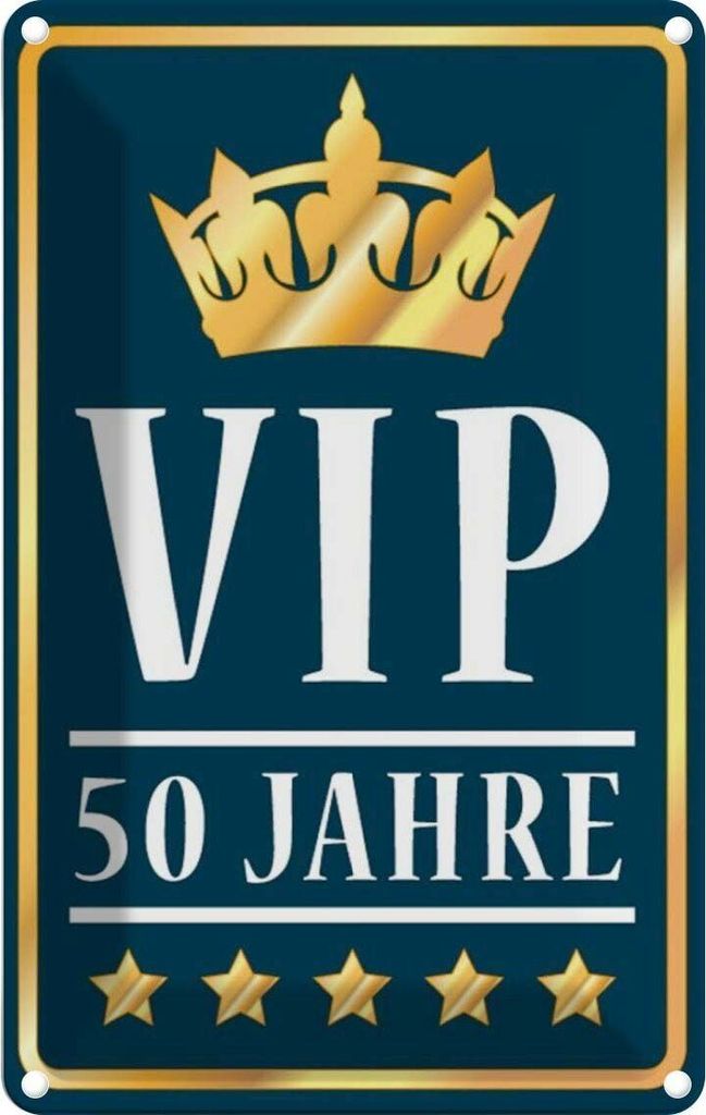 vianmo Blechschild 18x12 cm VIP 50 Jahre blau/weiß Geburtstag Feiern Party