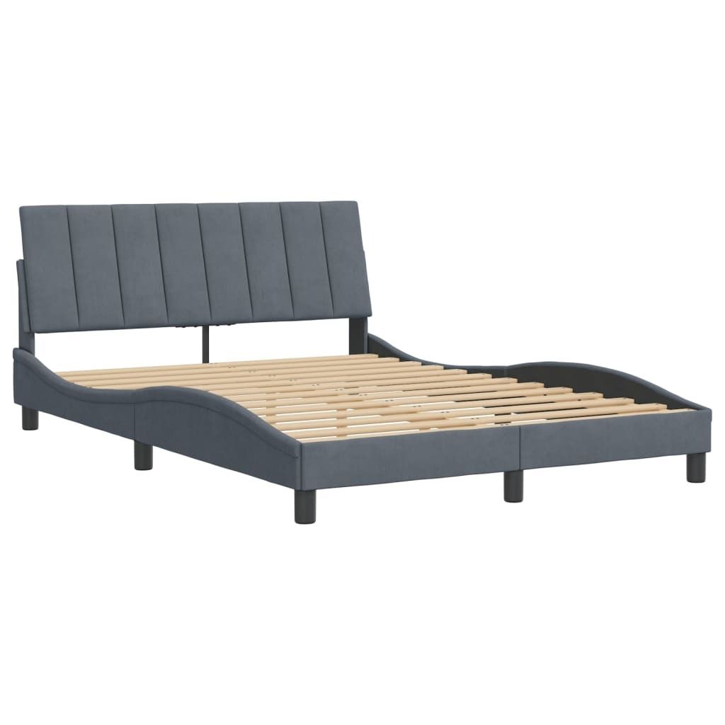 Bettgestell ohne Matratze "Hanko" Dunkelgrau 140x190 cm Samt