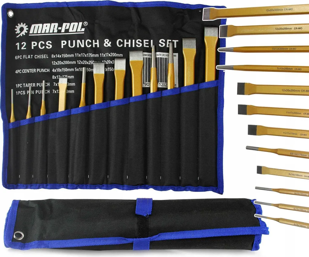 Pack MAR-POL 12 outils de frappe pour débloquer goupilles et vis M57480