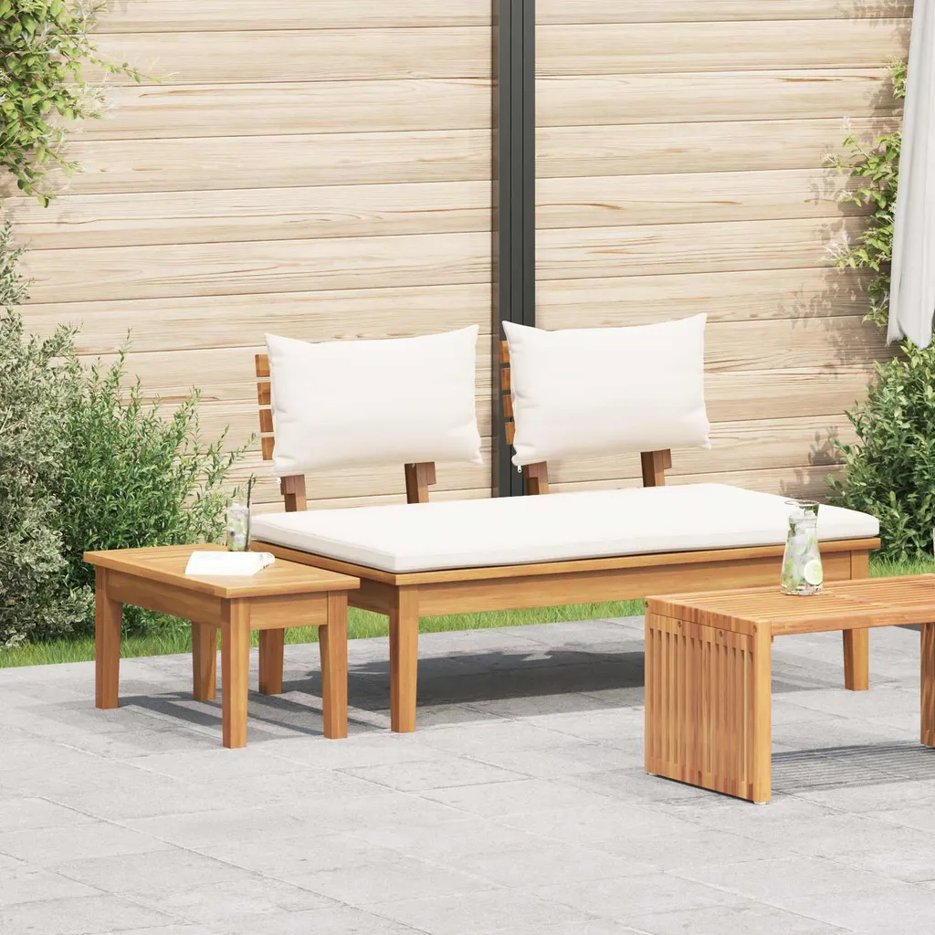 Ensemble Jardin vidaXL en Teck Massif Résistant Table et Banc 2 pcs