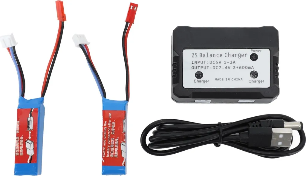 Pack Batterie de Rechange 2S 7.4V et Chargeur USB pour Voiture RC 1/28