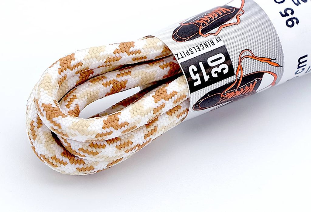 RINGELSPITZ - Polyester-Rundsenkel – Langlebig & Perfekt für Sport - 95 cm, creme/weiß/safran