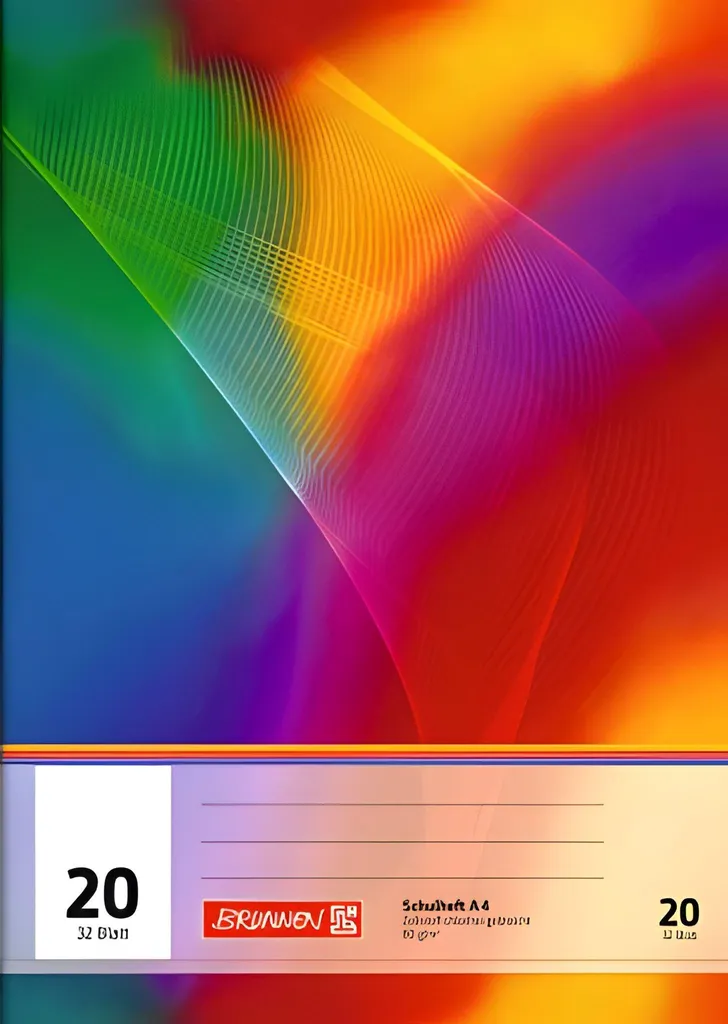 BRUNNEN 104432002 Quaderno A4 sfoderato, con pagine a righe, foderato 20 multicolore