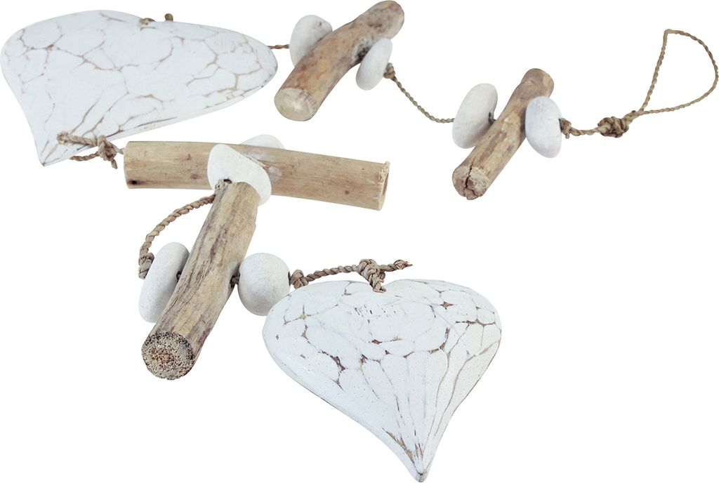 CHALET 600-42921-045, Herz-Weihnachtsschmuck, Weiß, Holz, 720 mm, 150 mm, 30 mm, 200 g
