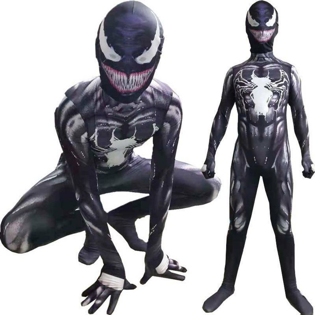 Venom Spiderman Kinder Jungen Erwachsene Kostüm Outfit Overall Jumpsuit Karneval 
