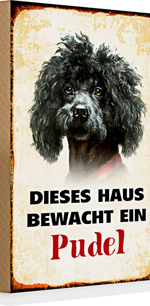 Holzschild Spruch Hund 20x30cm dieses Haus bewacht ein Pudel