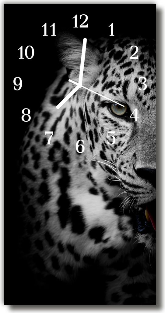 Tulup Glasuhr Wanduhr Küchenuhr Echt-Glas 30x60 Tiger Mehrfarbig