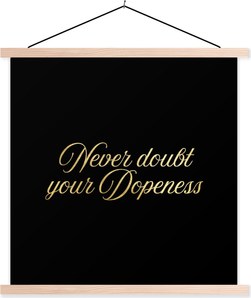 MuchoWow Textilposter Zitat - Zuversicht - Gold - Briefe 40x40 cm mit holzfarbenen Rahmen - Posterleiste