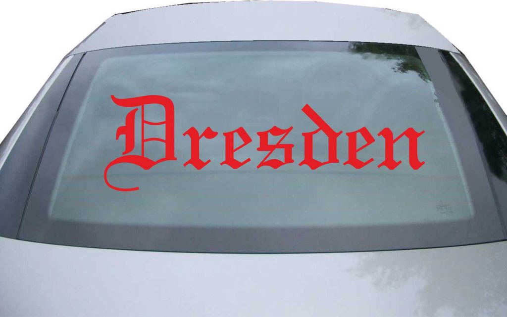 Indigos UG - Aufkleber Heckscheibe & Motorklappe DE6493 - rot - 600x180 mm - Stadt Dresden - Auto Scheiben Fenster Heckklappe Tuning Racing JDM - D...