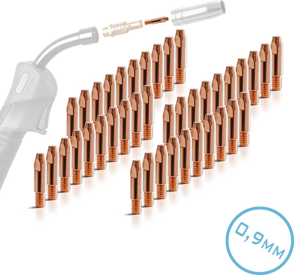 STAHLWERK 2 x Stromdüsen AK25 MB25 Kontaktdüsen M6x28 0,9 mm MIG MAG