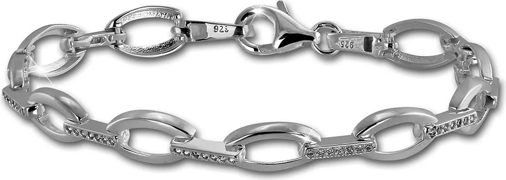 Bracelet Femme en Argent 925 avec Maillons Ovales Blancs SilberDream