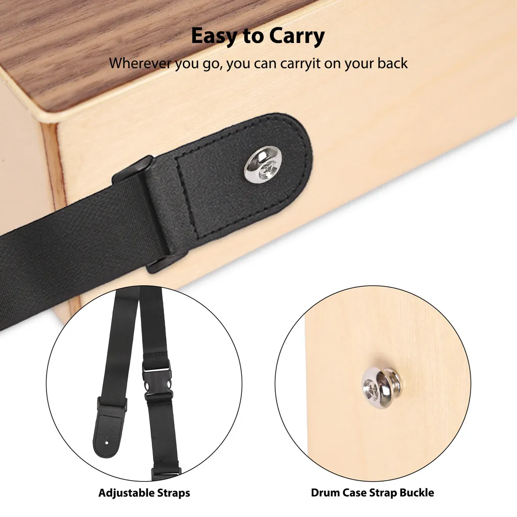 Tambour à Main Professionnel - Percussion Cajon avec Timbre Réglable - 6