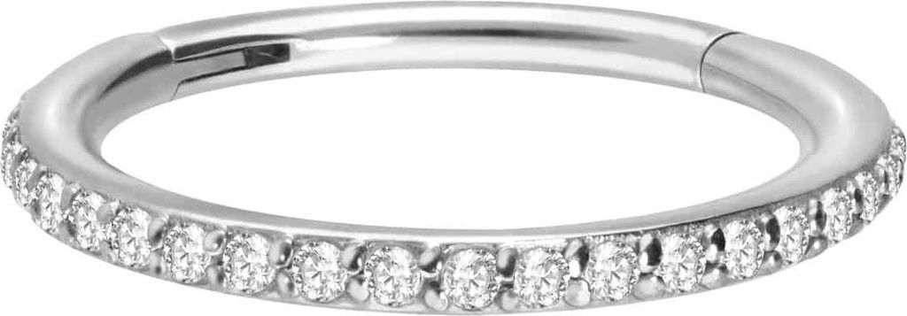 Ohrpiercing, Nasenpiercing, Septum Piercing Chirurgenstahl Segmentring Clicker EINGEFASSTE KRISTALLE Silber Innendurchmesser: 12mm + Stabstärke: 1...