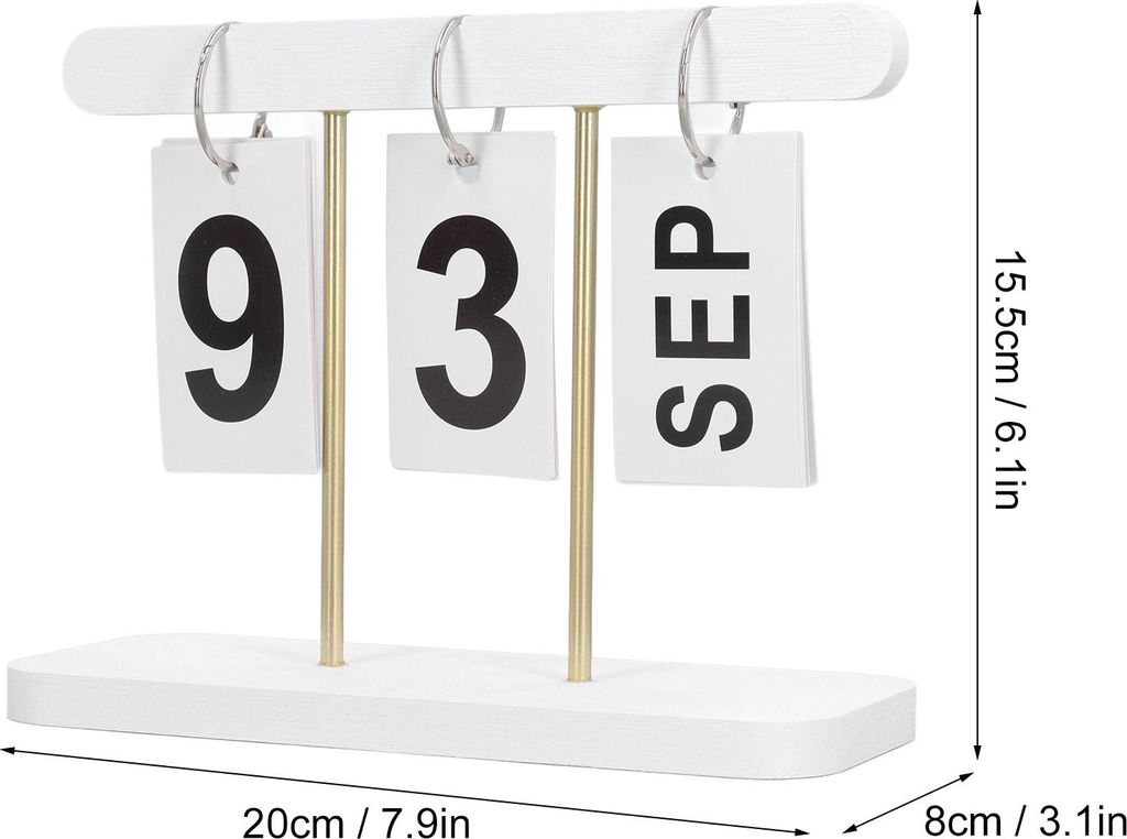Wiederverwendbarer Schreibtisch-Flip-Kalender, großes Display, dekorativ, zum Stehen, für Wohnzimmer, Büro, Weiß