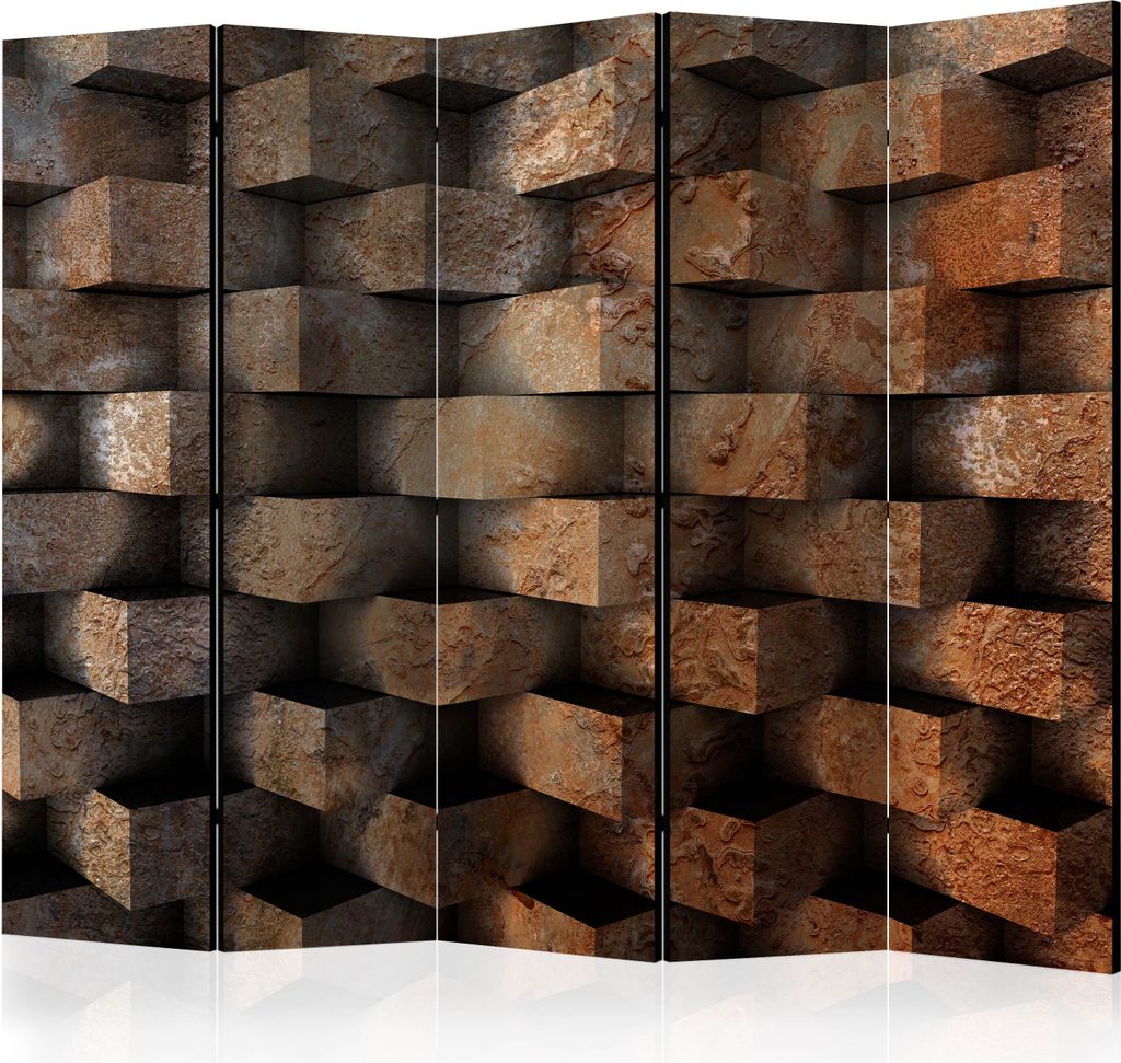 Akusticher Raumteiler Ziegel Foto Paravent 225x172 cm beidseitig auf Vlies-Leinwand bedruckt Akustikschaum Trennwand Spanische Wand Sichtschutz Hom...