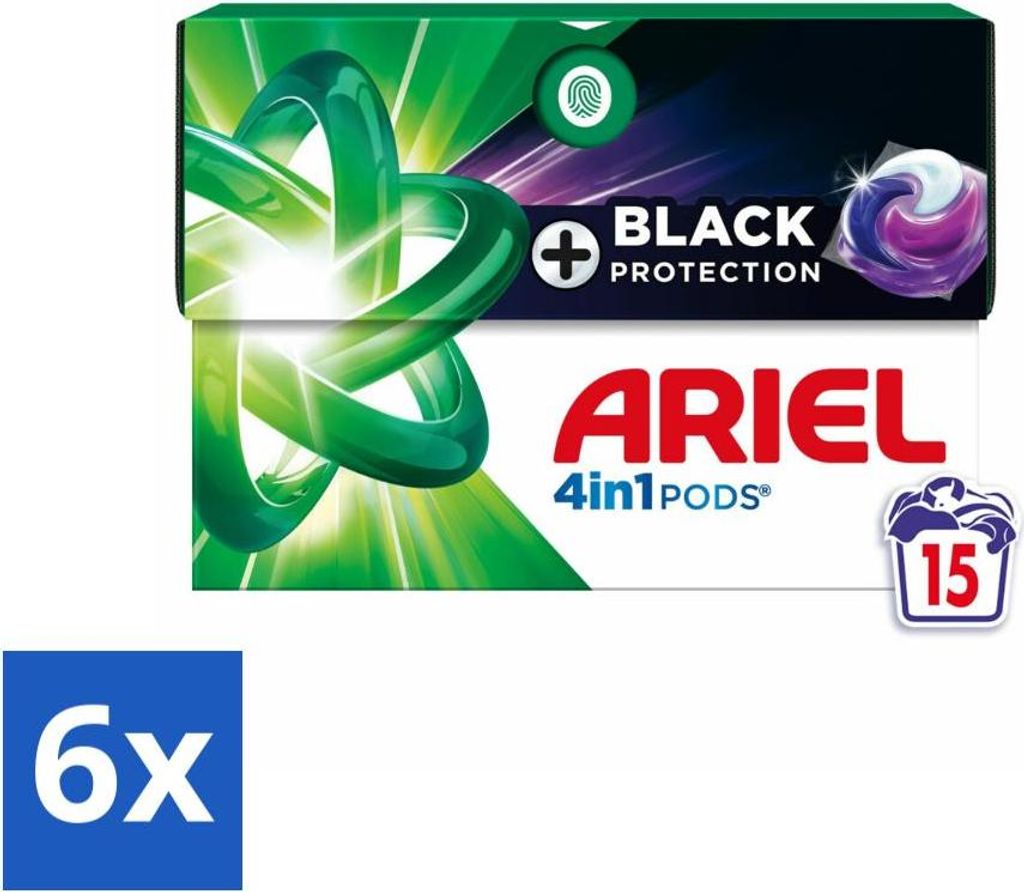 Ariel - 4-in-1 Waschmittelkapseln - Revitablack - 15 Kapseln - Vorteilspack - 6 Stücke