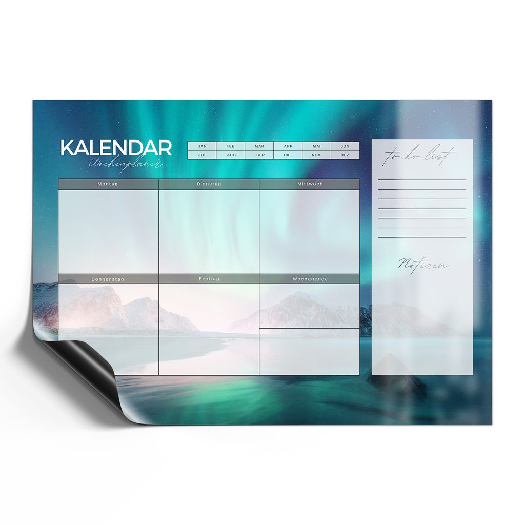 DEQORI Magnetmatte Universal 42x30 cm (A3) 'W-Planer 2 Lichter (DE)' Magnetfolie Kalender Planer