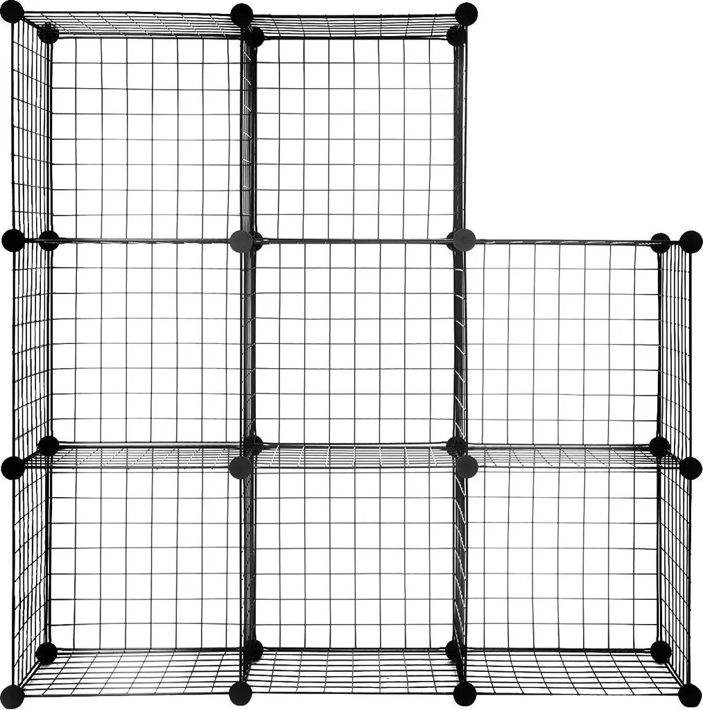 Meuble de rangement à casiers modulables en métal noir 16 compartiments - 4