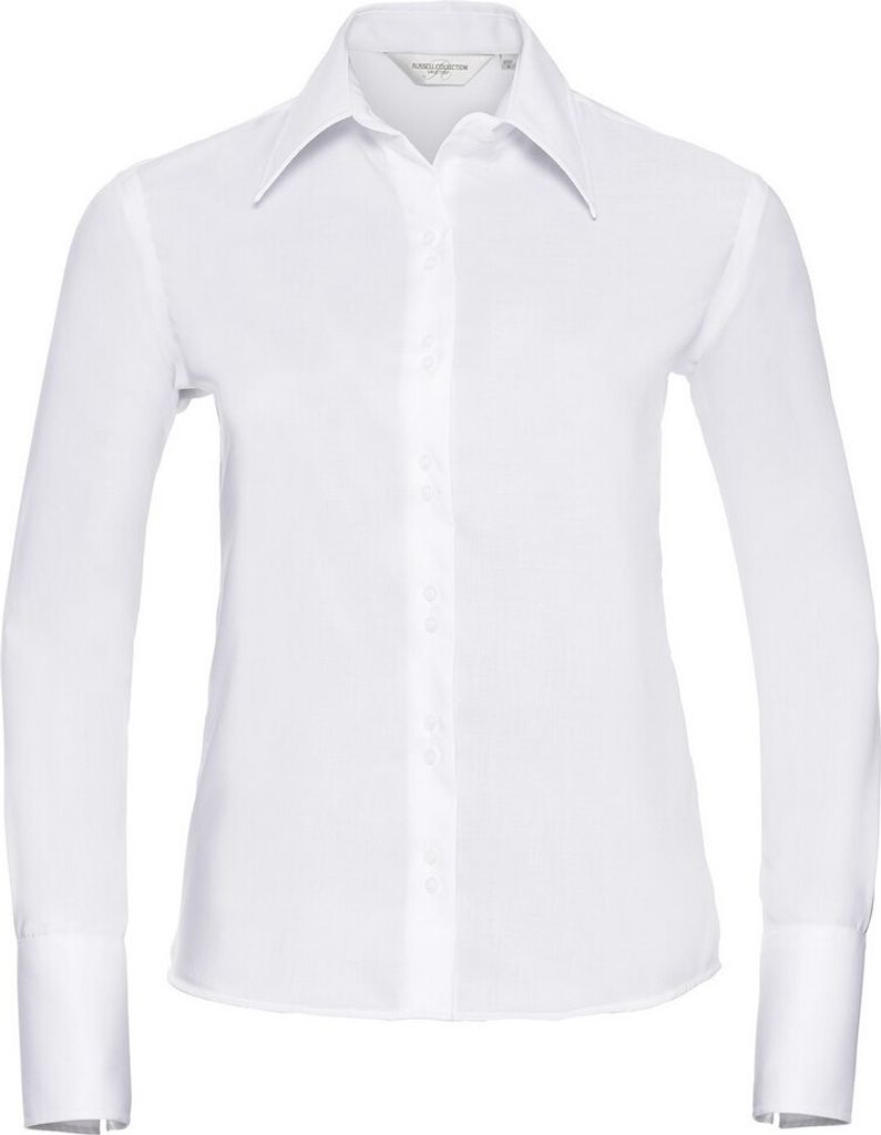 Russell Collection - "Ultimate" Hemd Bügelfrei für Damen Langärmlig PC6526 (34 DE) (Weiß)