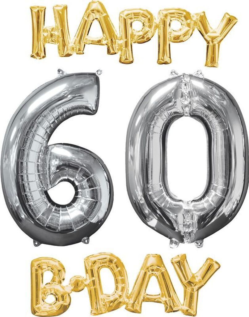 Folienballon 60. Geburtstag gold silber Set