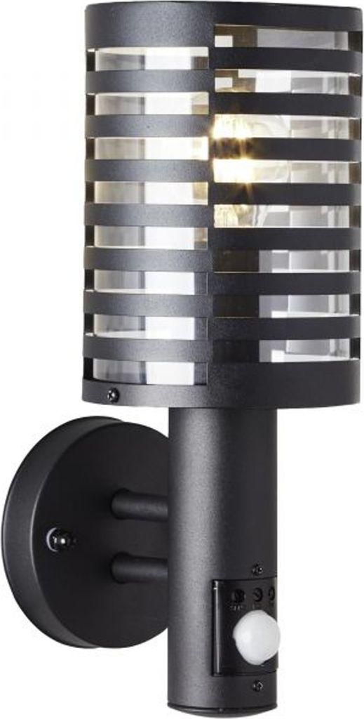 BRILLIANT Außenwandleuchte, stehend mit Bewegungsmelder Venlo schwarz IP44 E27 40 Watt g. f. Normallampe