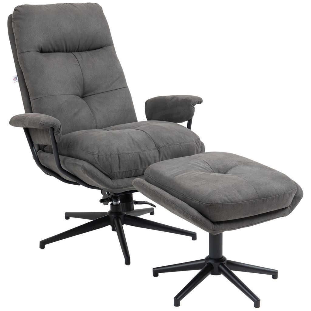 HOMCOM relaxfauteuil met voetenbank, draaibare tv-stoel met Productafbeelding 