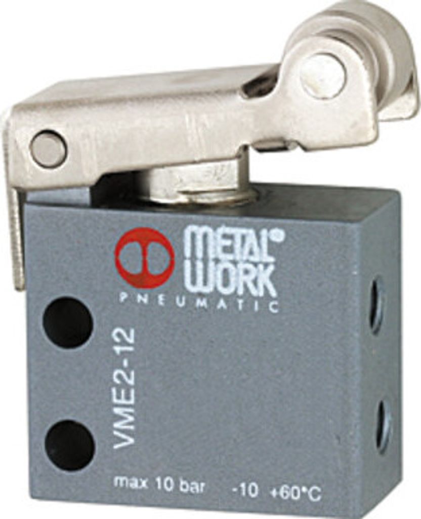 Riegler 3/2-Wege-Miniaturventil mechan., Rollenhebel, NO, 4 mm seitlich