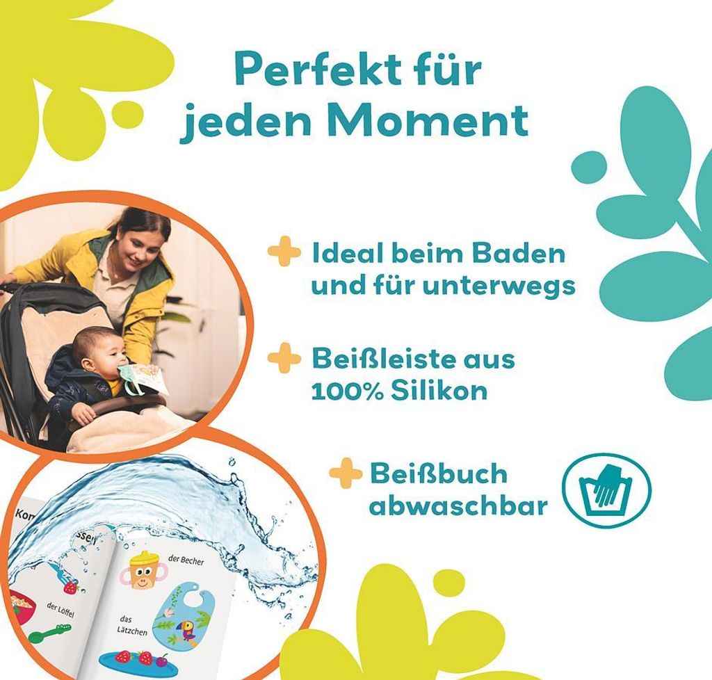 Ravensburger Play+ flip&pop: Erste Wörter (Mein allererstes Beißbuch), Baby-Buch ab 6 Monate