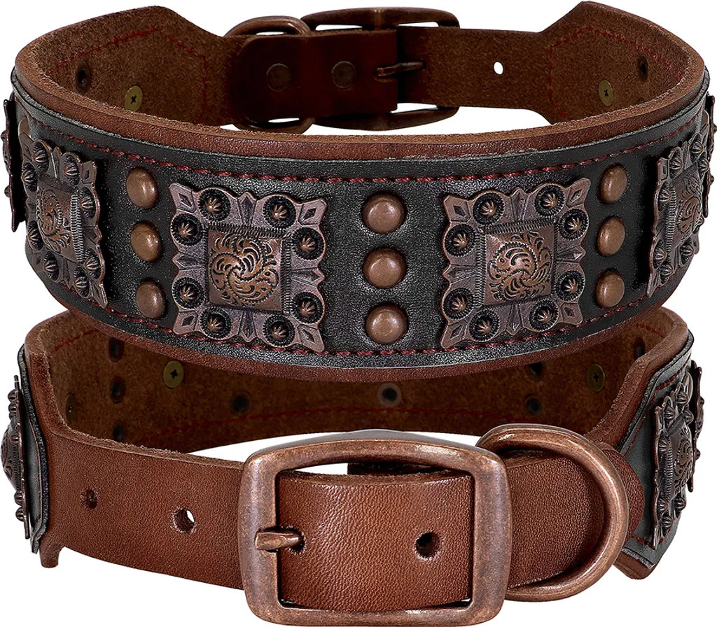 Collier pour Chien en Cuir Rembourré L - Collier de Dressage Marron
