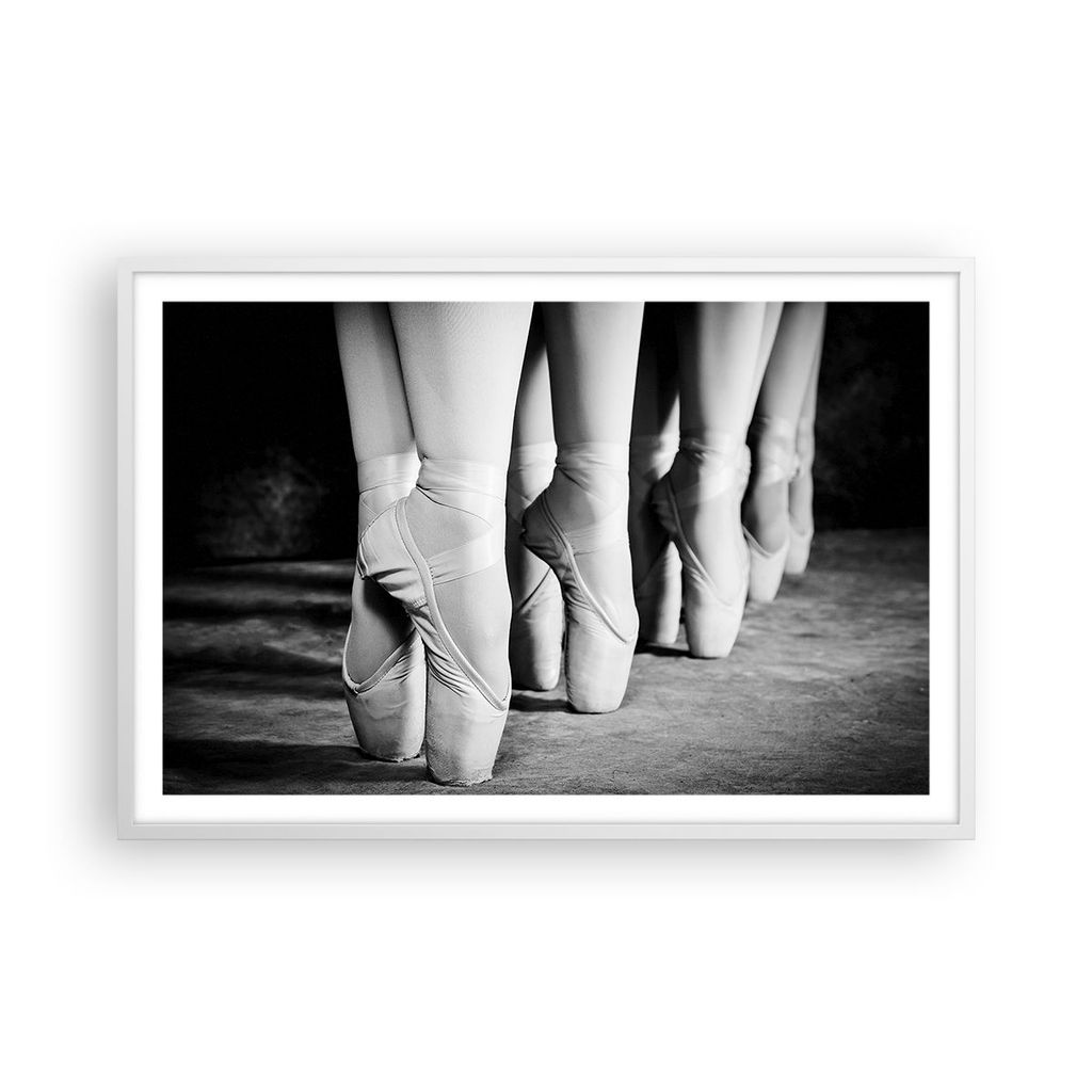 Gerahmtes Poster - Weißer Rahmen - Ballettschuhe Füße Tanz - 91,5x61 cm - Wand Bild - Wanddeko - Wandbilder - Kunstposter - Wandposter - Bilderr...