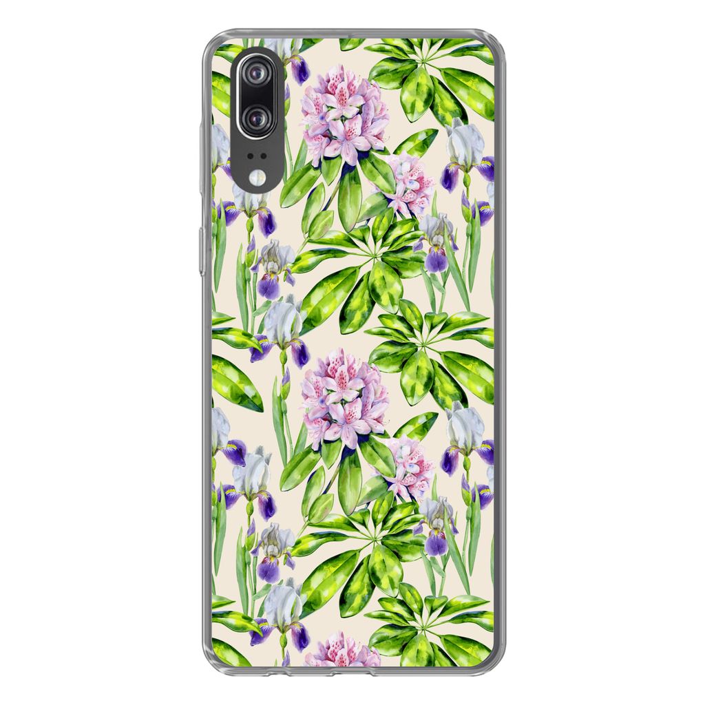MuchoWow Handyhülle Schutzhülle Hülle für Huawei P20 Hortensie - Blatt - Blüte Silikon Softcase Handy Hülle - Hardcover