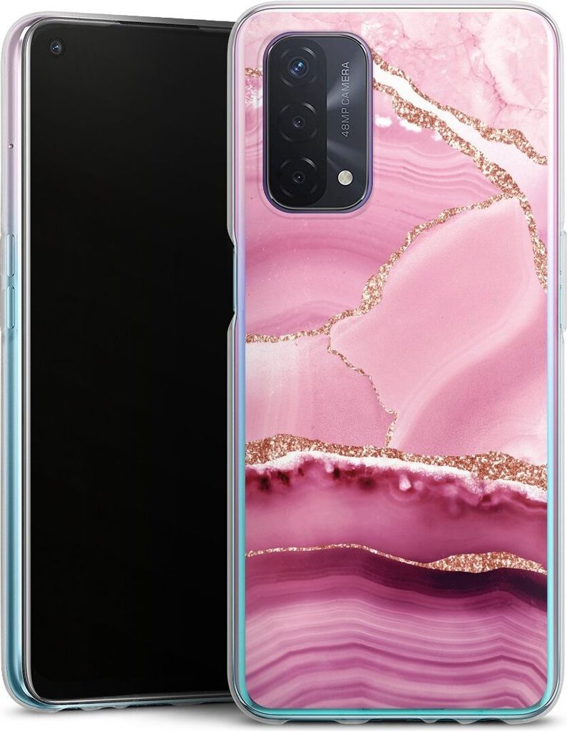 DeinDesign Handyhülle für Oppo A74 5G Silikon Hülle Case Smartphone Schutzhülle Glitzer Look Marmor Meerjungfrau