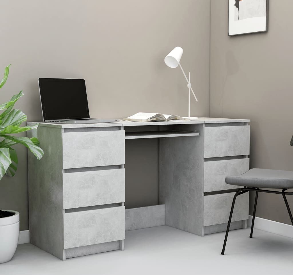 Scrivania grigio cemento 140x50x77 cm materiale a base di Immagine del prodotto 