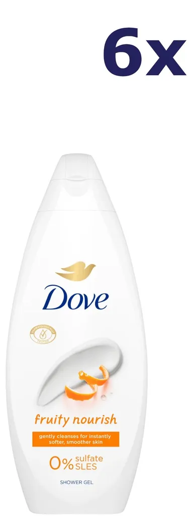 Gel douche Dove Fruity Nourish hydratant lot de 6 flacons de 250 ml