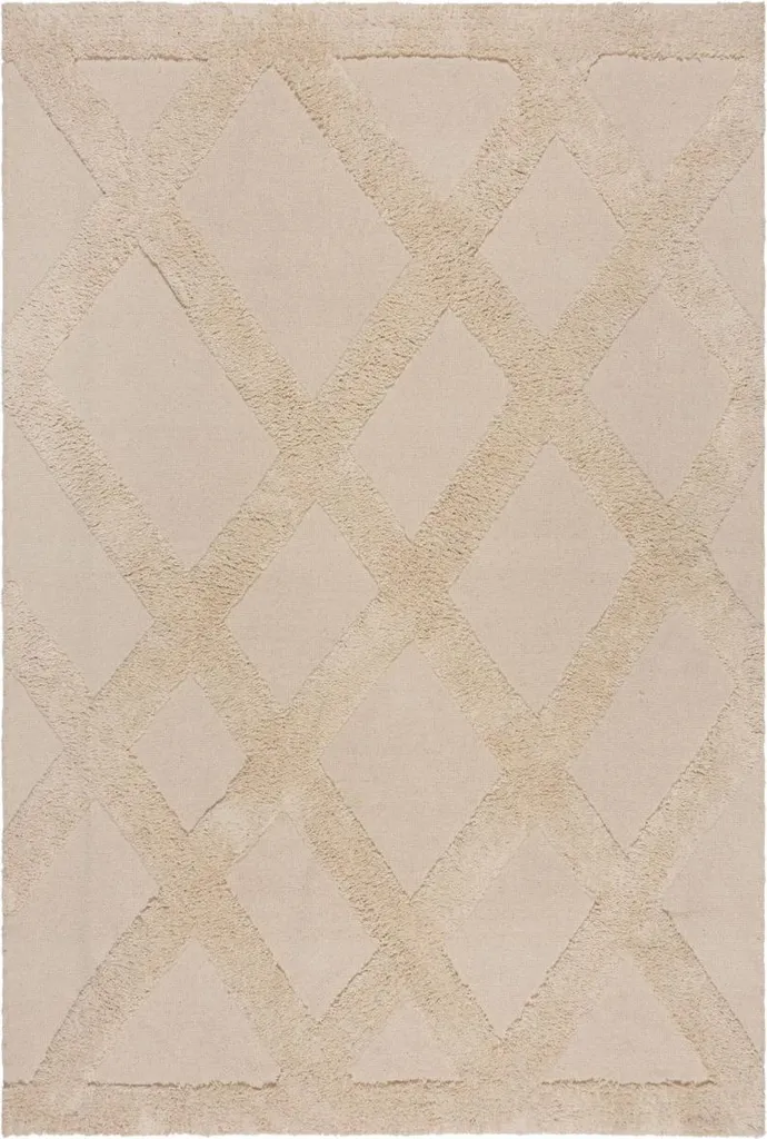 Grand Tapis Berbère Moderne 200x290 cm Kaia Tessa Diamond Coloris Naturel
