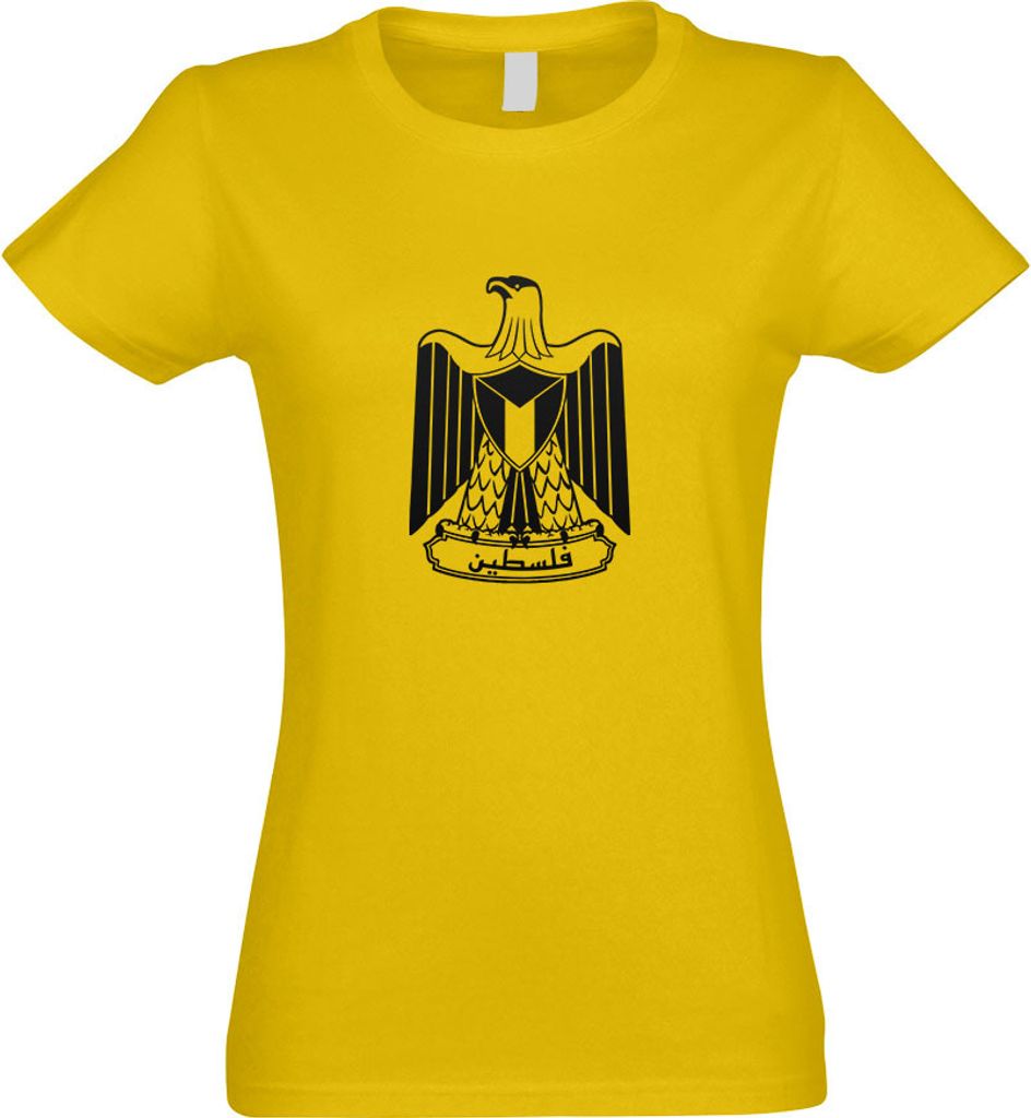 Kiwistar - T-Shirt tailliert - Damen - gelb - Palästina Wappen - mit Motiv Bedruckt - Funshirt Design - Sport - Freizeit - Damen - XXL