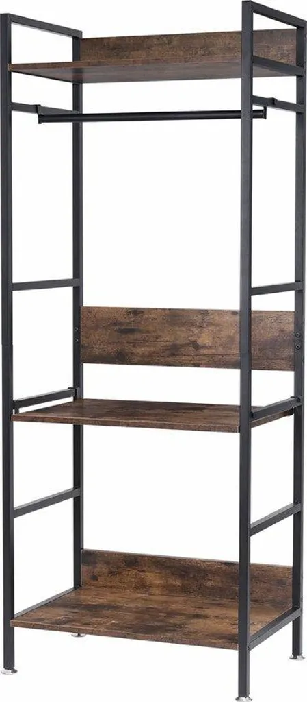 Étagère à vêtements noire avec tablette à chaussures - Portant Vestiaire