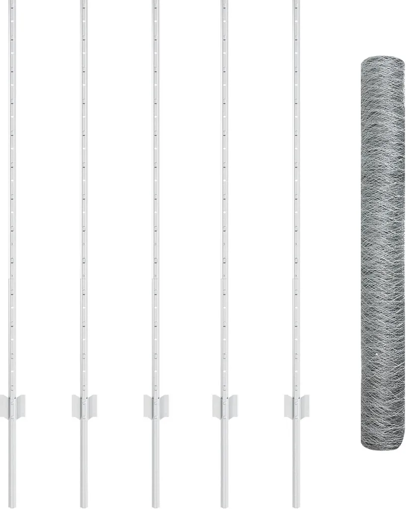 Clôture de Jardin 1,2x10 m : Kit complet avec Poteaux en U Acier Galva